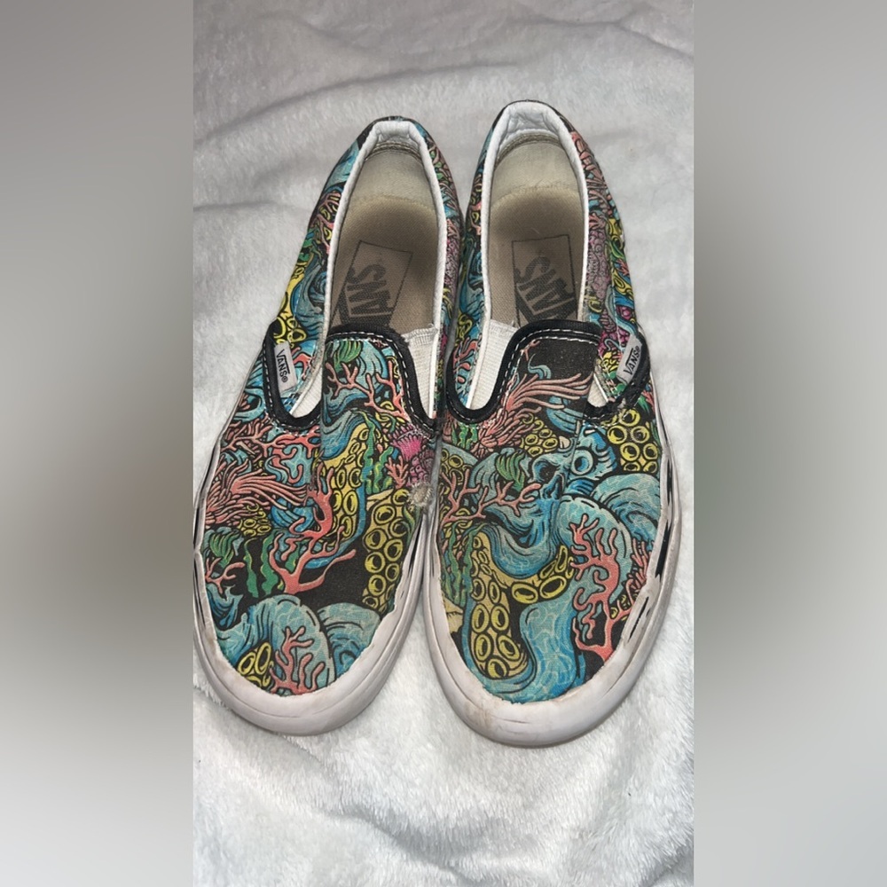 Vans Slip-On Shoes with Vibrant Sea Creature Design